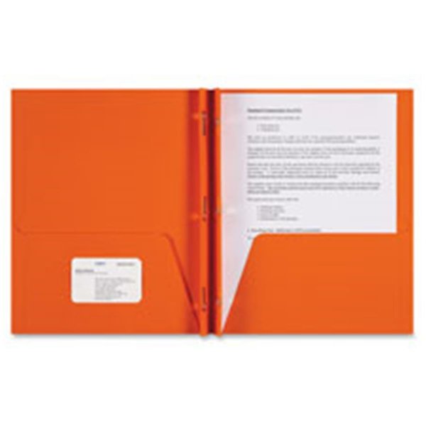 Sparco Two-Pocket 3-Prong Leatherette Portfolio- Orange - 25 Per Box SPR78541